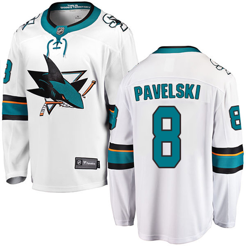 Kinder San Jose Sharks Eishockey Trikot Joe Pavelski #8 Breakaway Weiß Fanatics Branded Auswärts